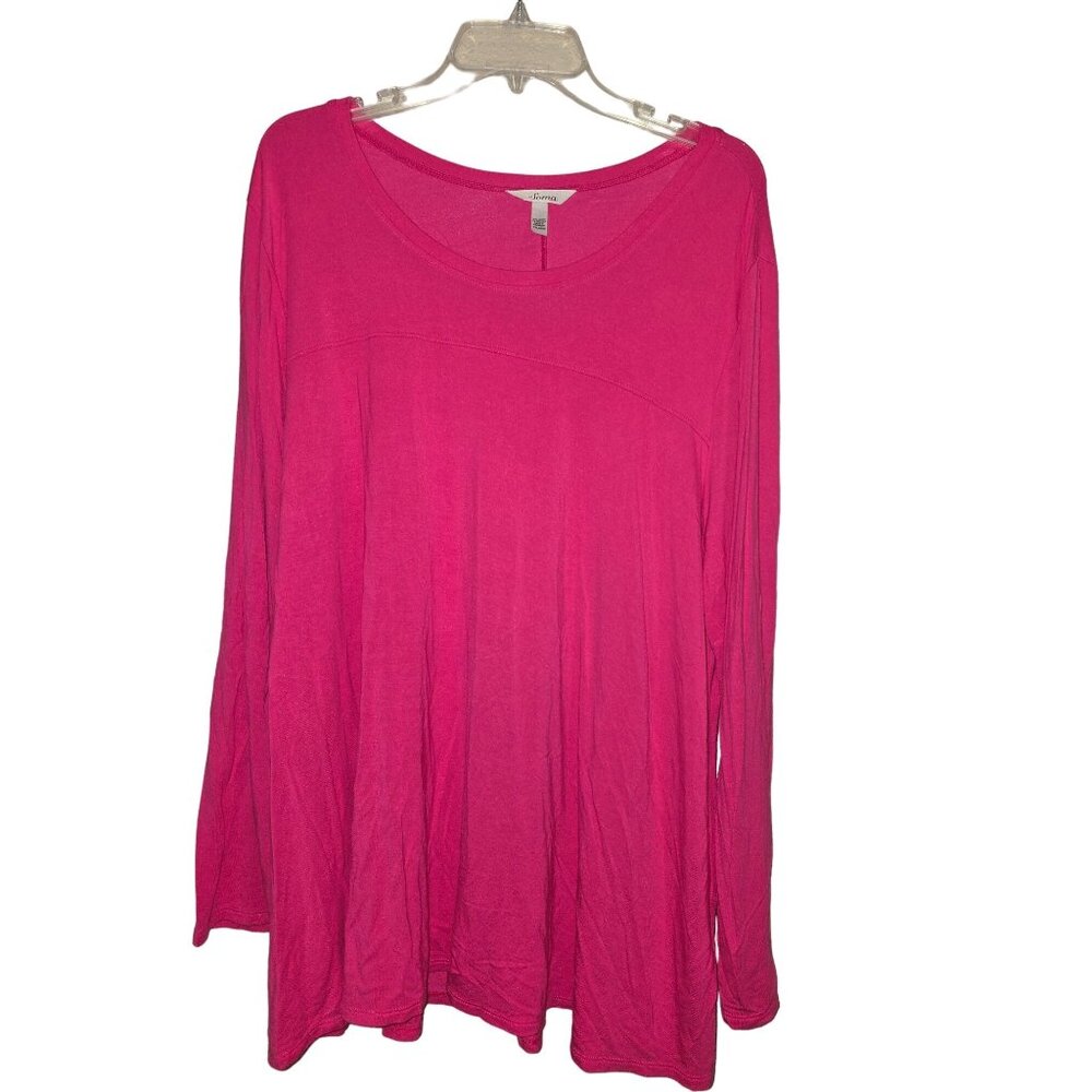 Soma Womens Long-Sleeve Top 2X Hot‎ Pink Rayon/Spandex